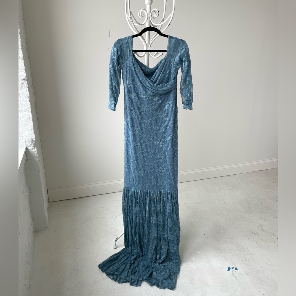 Sew Trendy Blue Lace Dresss